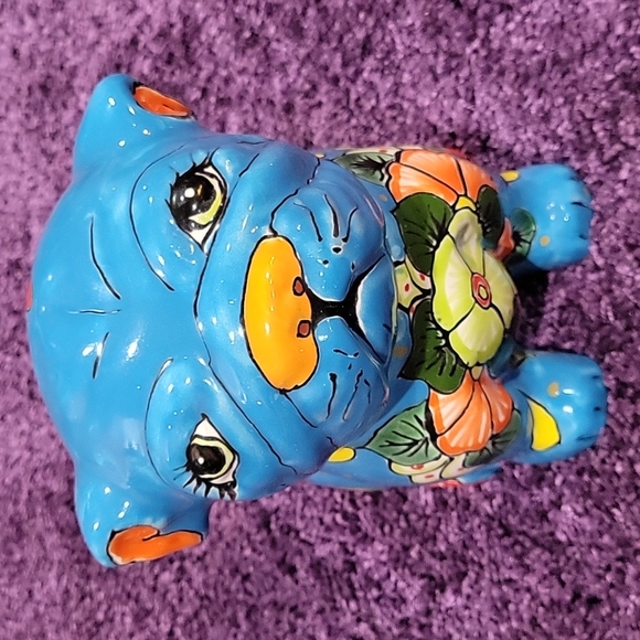MEXICAN TALAVERA Pottery Bulldog Cookie Jar Rare